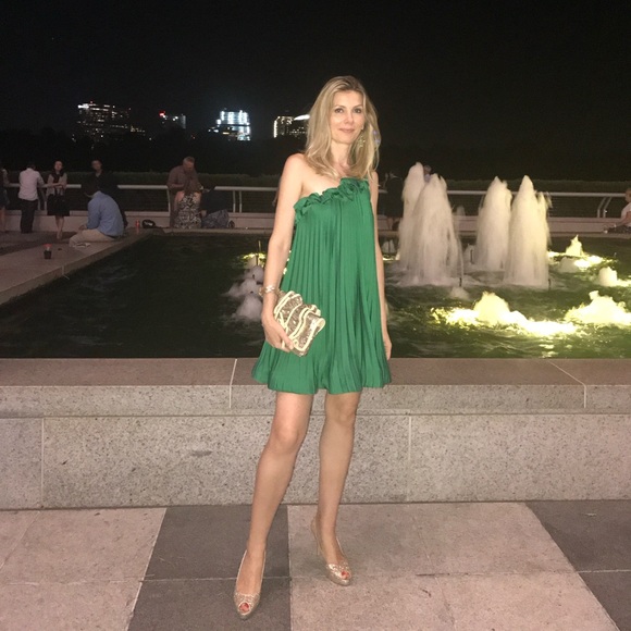 BCBGMaxAzria Dresses & Skirts - BCBG Max Azria Green Pleated Dress XS